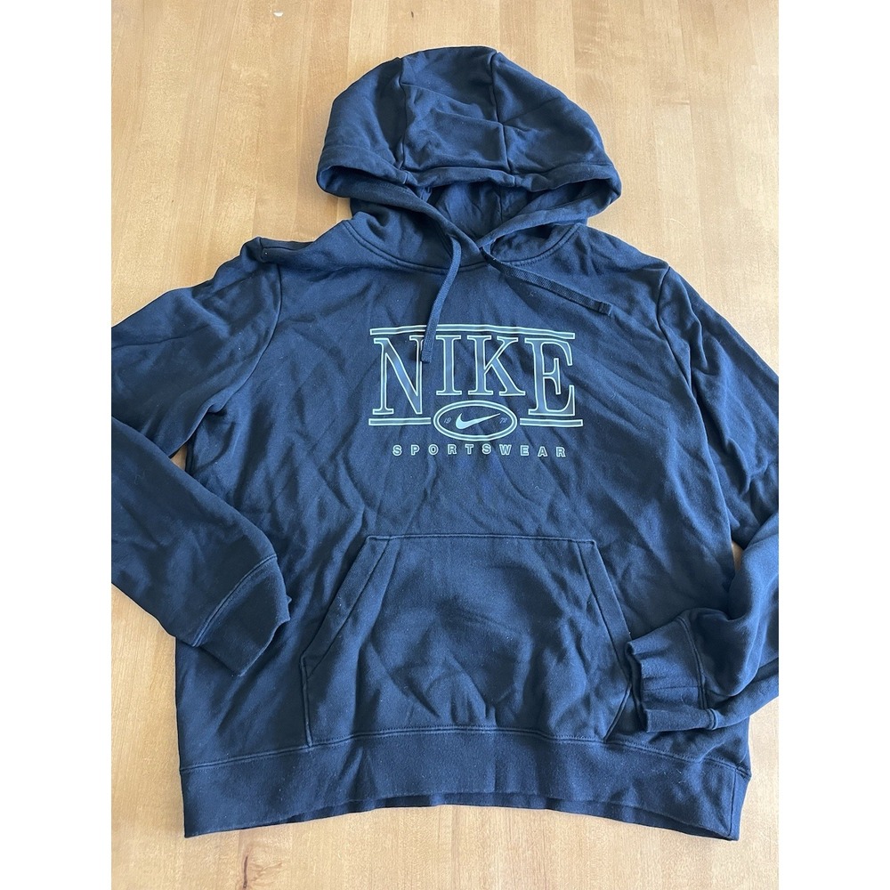 Nike Sportswear Club Fleece Women's Graphic Hoodie Sz M Black Athletic